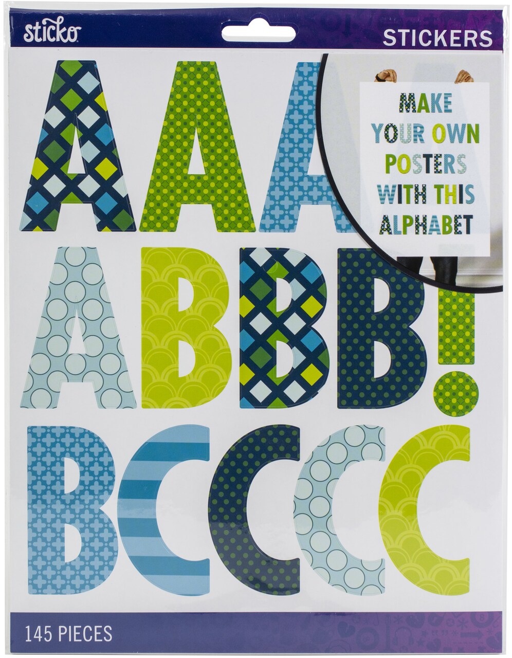 Sticko Alphabet Stickers - Futura Extra Large, Cool Pattern, 145pcs